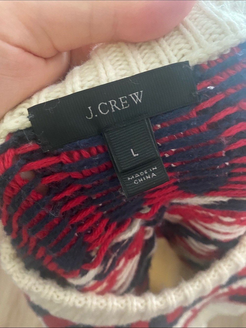 J.crew Cableknit Sweater With Fair Isle. Wool blend. Size L holiday winter warm. - Picture 5 of 8